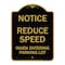 Signmission -Reduce Speed When Entering Parking Lot Sign, Black & Gold Aluminum Sign, 18" x 24", BG-1824-23534 A-DES-BG-1824-23534 - alternate 1